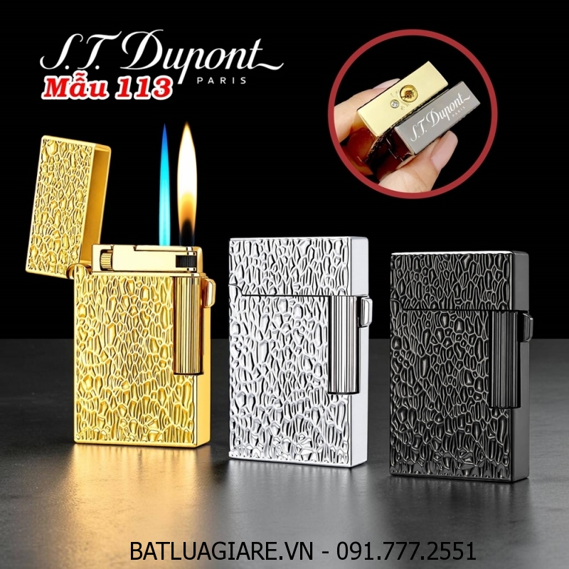 BẬT LỬA DUPONT 2 CHẾ ĐỘ LỬA VÂN GÕ BÚA M-113 (S.T. DUPONT) - (XÀI GAS)