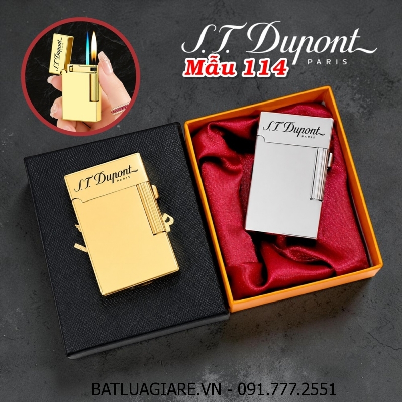 BẬT LỬA DUPONT 2 CHẾ ĐỘ LỬA TRƠN BÓNG M-114 (S.T. DUPONT) (CÓ HỘP) - (XÀI GAS)