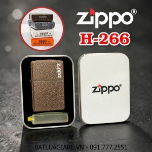 BẬT LỬA ZIPPO SƠN KIỂU NHAM THẠCH MÀU VÀNG ĐEN (CÓ MỘC ĐÁY) - (HỘP THIẾC KÈM XĂNG) H-266