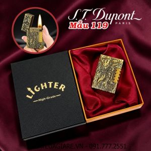 BẬT LỬA DUPONT NHẬT HÌNH RỒNG NỔI M-119 (DUPONT LÙN) (CÓ HỘP) - (XÀI XĂNG)