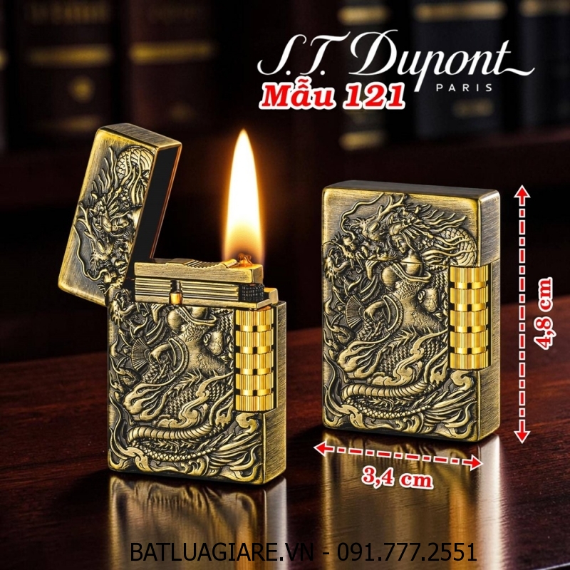 BẬT LỬA DUPONT NHẬT HÌNH CÔ GÁI CƯỠI RỒNG M-121 (DUPONT LÙN) - (XÀI XĂNG)