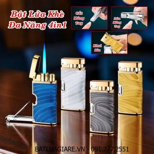 BẬT LỬA KHÈ ĐA NĂNG 4IN1 - BẬT LỬA, KHUI BIA, CẮT MÓNG TAY, DŨA MÓNG TAY - (XÀI GAS)