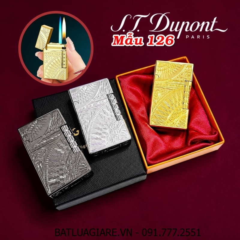 BẬT LỬA DUPONT 2 CHẾ ĐỘ LỬA HOA VĂN MANDALA DẬP NỔI M-126 (MẠN ĐÀ LA) (S.T. DUPONT) (CÓ HỘP) - (XÀI GAS)