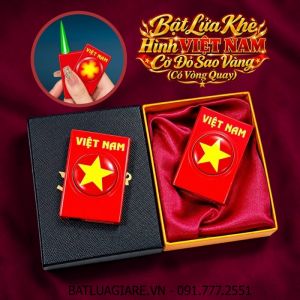 BẬT LỬA KHÈ HÌNH CỜ VIỆT NAM - CỜ ĐỎ SAO VÀNG (CÓ VÒNG QUAY) (CÓ HỘP) - (XÀI GAS)