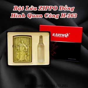 BẬT LỬA ZIPPO ĐỒNG HÌNH QUAN CÔNG (FULLBOX) - (XÀI XĂNG) H-263