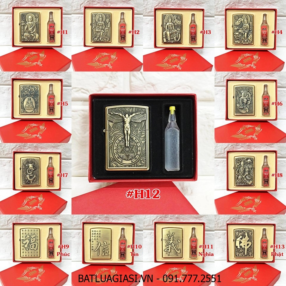 BẬT LỬA ZIPPO HÌNH NỔI CÁC KIỂU (CÓ HỘP VÀ XĂNG) - (XÀI XĂNG)