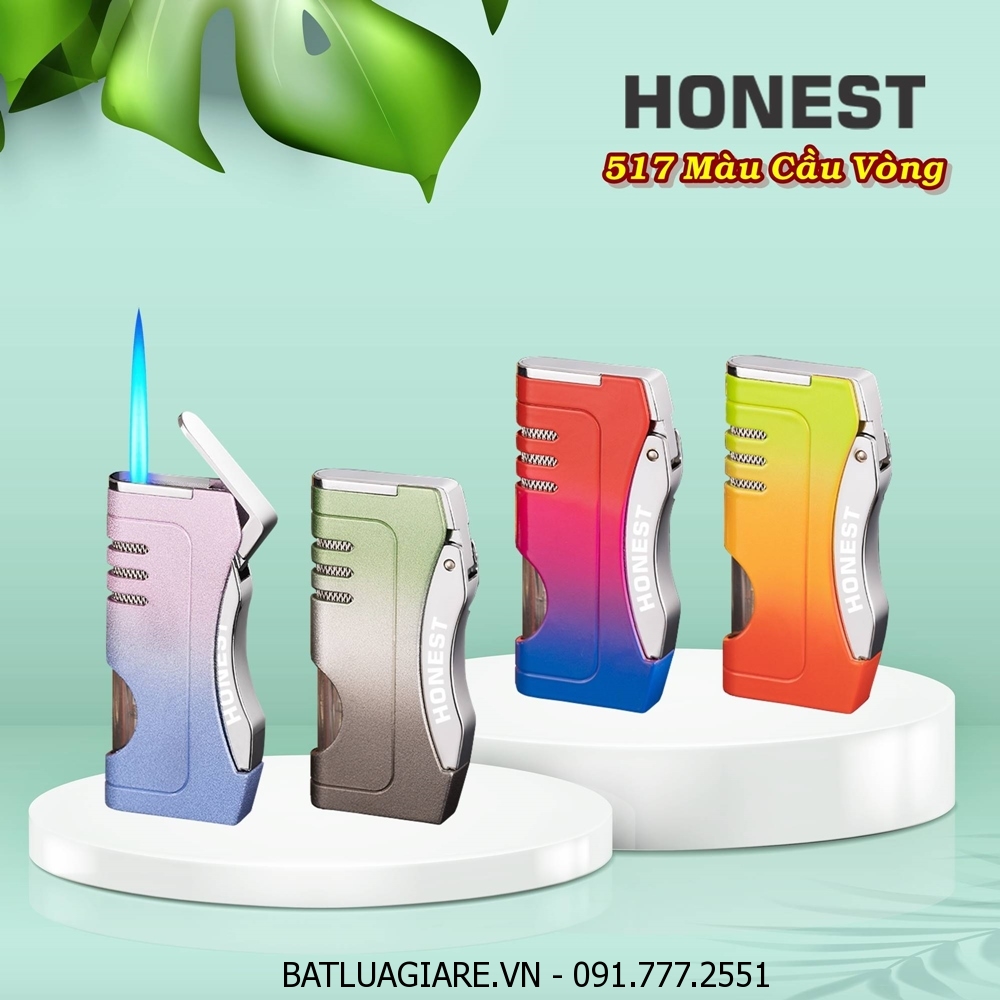BẬT LỬA KHÈ GAS LỘ THIÊN HONEST 517 MÀU CẦU VÒNG - (XÀI GAS)