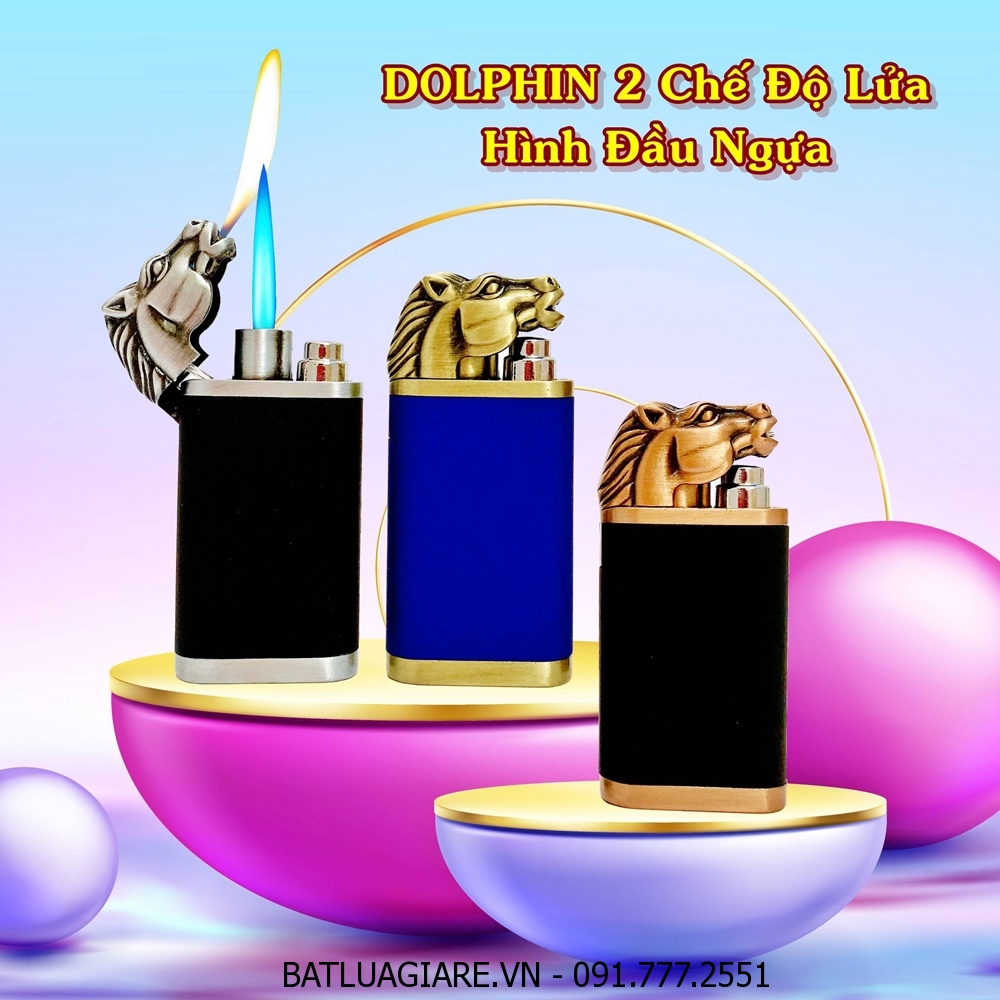 BẬT LỬA DOLPHIN 2 CHẾ ĐỘ LỬA HÌNH ĐẦU NGỰA (LỬA NGỌN VÀ LỬA KHÈ) - (XÀI GAS)