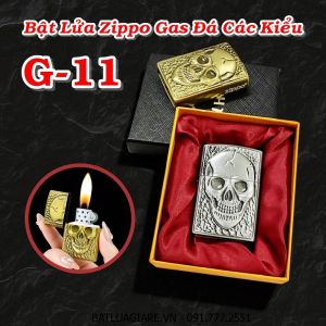 BẬT LỬA ZIPPO GAS ĐÁ CÁC KIỂU G-11 (CÓ HỘP) - (XÀI GAS)