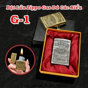 BẬT LỬA ZIPPO GAS ĐÁ CÁC KIỂU G-1 (CÓ HỘP) - (XÀI GAS)