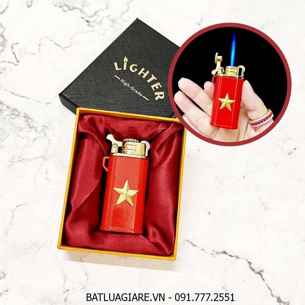 BẬT LỬA KHÈ GAS ĐÁ RÃNH TAY CHIEF CF220G HÌNH CỜ VIỆT NAM (KIM LOẠI) (CÓ HỘP) - (XÀI GAS)