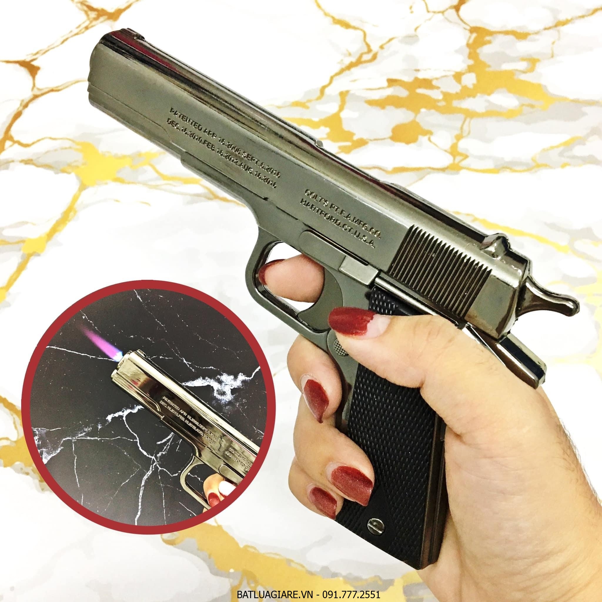BẬT LỬA KHÈ HÌNH SÚNG M9 KIM LOẠI (SIZE: 17CM) - (XÀI GAS)