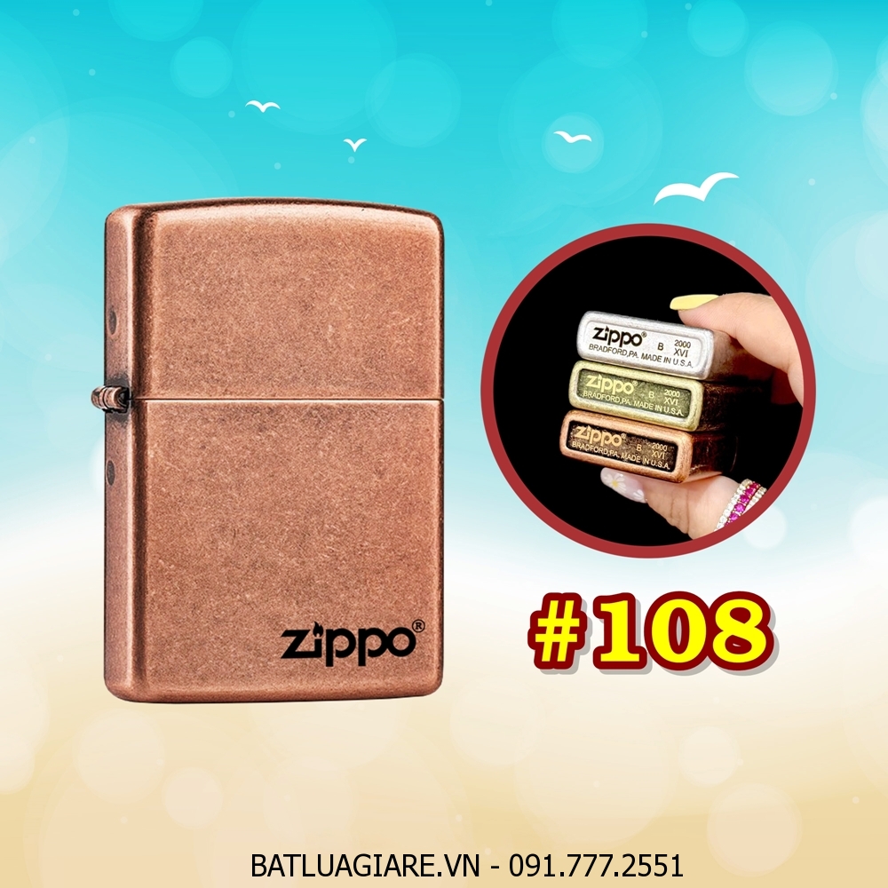 BẬT LỬA ZIPPO ĐỒNG CỔ TRƠN (CÓ MỘC ĐÁY) - (XÀI XĂNG) #108 ĐỒNG CỔ