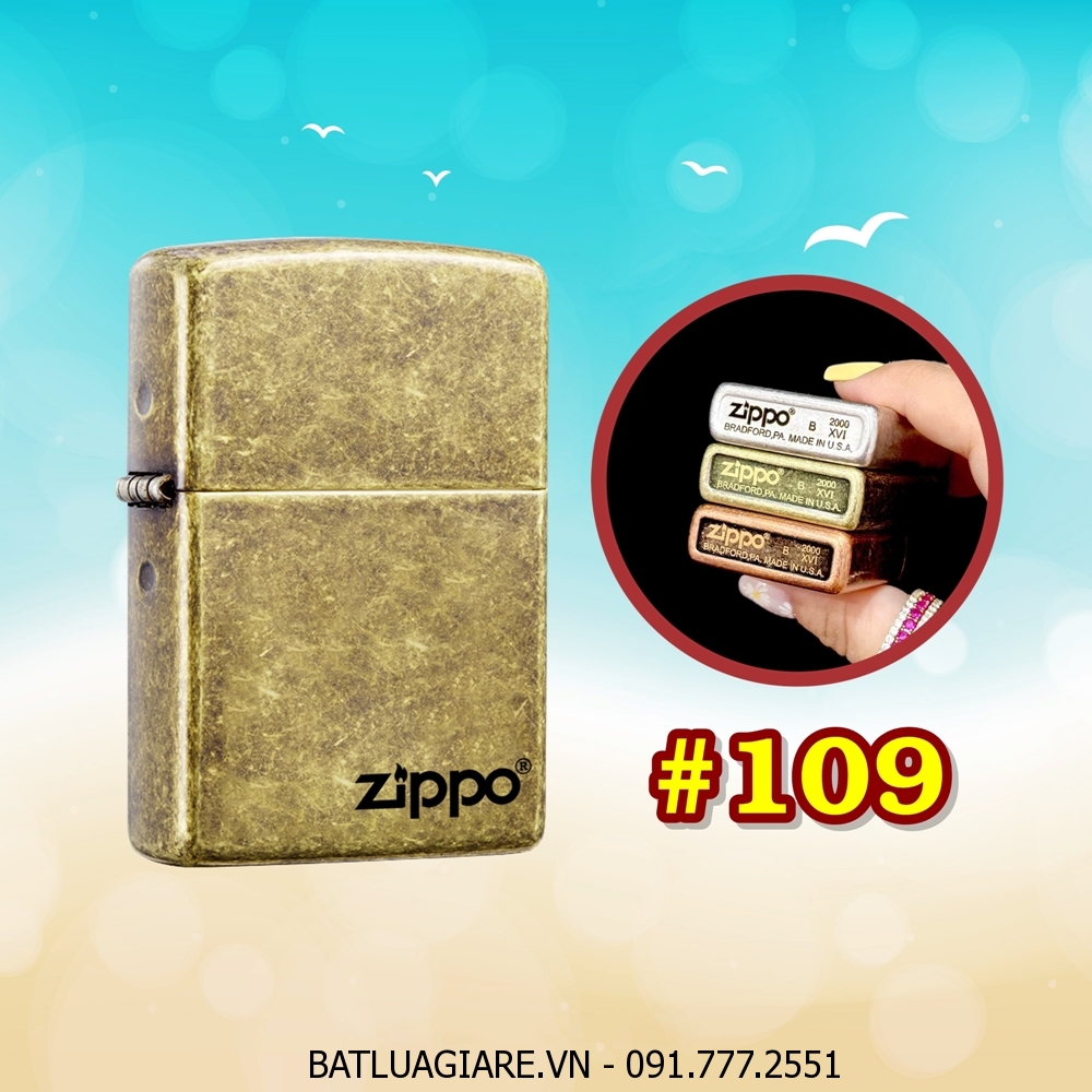 BẬT LỬA ZIPPO VÀNG CỔ TRƠN (CÓ MỘC ĐÁY) - (XÀI XĂNG) #109 VÀNG CỔ