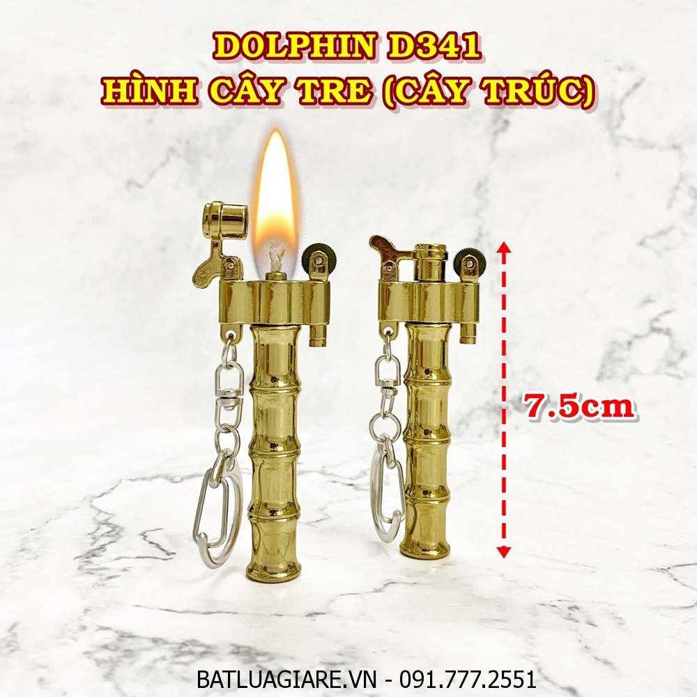 BẬT LỬA MÓC KHÓA DOLPHIN XĂNG ĐÁ CỔ HÌNH CÂY TRE (CÂY TRÚC) D341 - (XÀI XĂNG)