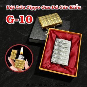 BẬT LỬA ZIPPO GAS ĐÁ CÁC KIỂU G-10 (CÓ HỘP) - (XÀI GAS)