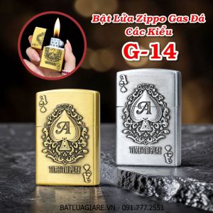 BẬT LỬA ZIPPO GAS ĐÁ CÁC KIỂU G-14 - (XÀI GAS)