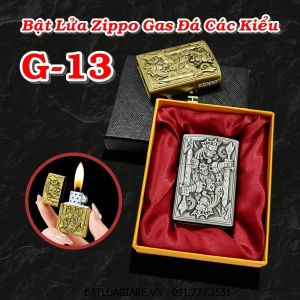 BẬT LỬA ZIPPO GAS ĐÁ CÁC KIỂU G-13 (CÓ HỘP) - (XÀI GAS)