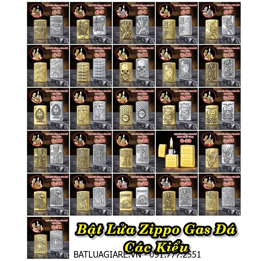 BẬT LỬA ZIPPO GAS ĐÁ CÁC KIỂU - (XÀI GAS)