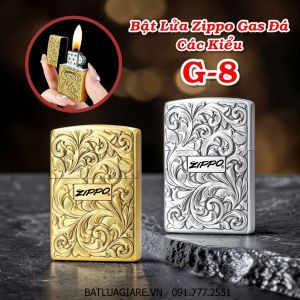 BẬT LỬA ZIPPO GAS ĐÁ CÁC KIỂU G-8 - (XÀI GAS)