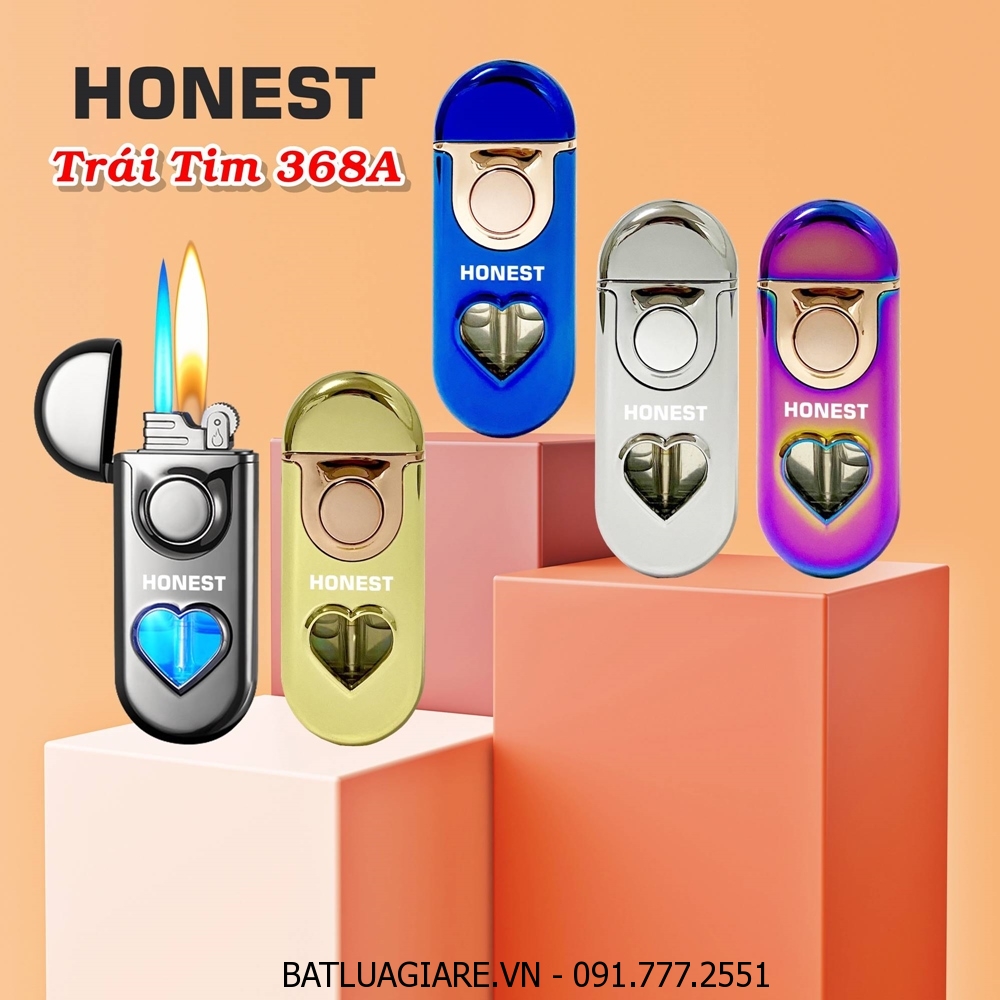 BẬT LỬA HONEST 2 CHẾ ĐỘ LỬA - GAS LỘ THIÊN CÓ ĐÈN HÌNH TRÁI TIM 368A (LỬA NGỌN VÀ LỬA HOẢ TIỄN) - (XÀI GAS)