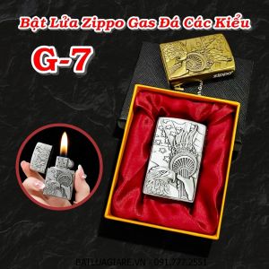 BẬT LỬA ZIPPO GAS ĐÁ CÁC KIỂU G-7 (CÓ HỘP) - (XÀI GAS)