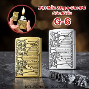 BẬT LỬA ZIPPO GAS ĐÁ CÁC KIỂU G-6 - (XÀI GAS)