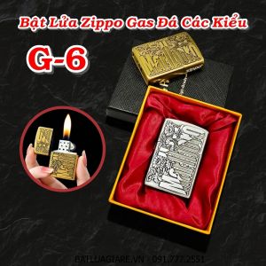 BẬT LỬA ZIPPO GAS ĐÁ CÁC KIỂU G-6 (CÓ HỘP) - (XÀI GAS)