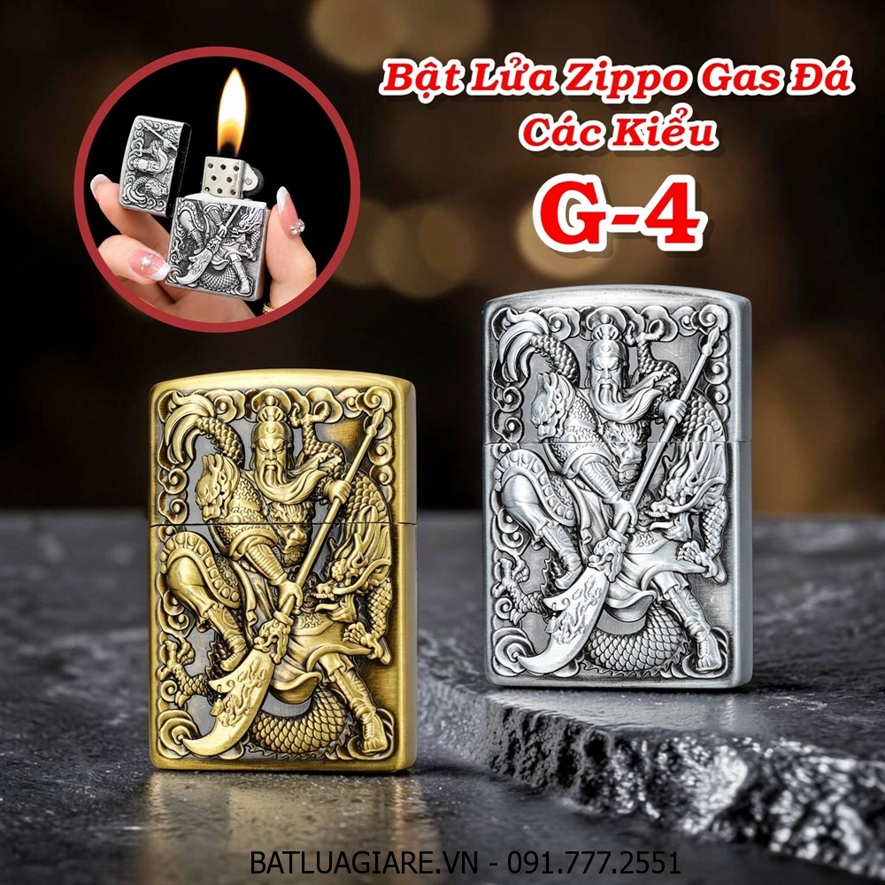 BẬT LỬA ZIPPO GAS ĐÁ CÁC KIỂU G-4 - (XÀI GAS)