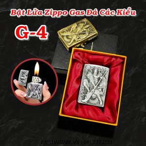 BẬT LỬA ZIPPO GAS ĐÁ CÁC KIỂU G-4 (CÓ HỘP) - (XÀI GAS)
