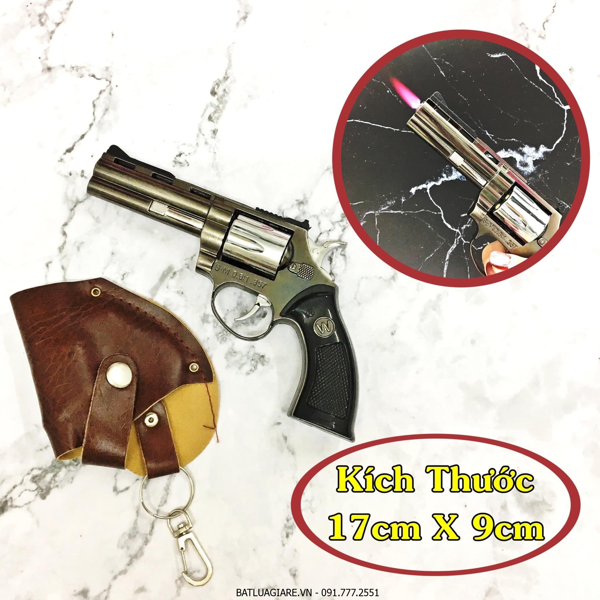BẬT LỬA KHÈ HÌNH SÚNG RULO TRÁI KHẾ XOAY (CÓ BAO DA) - SIZE: 17CM - (XÀI GAS)