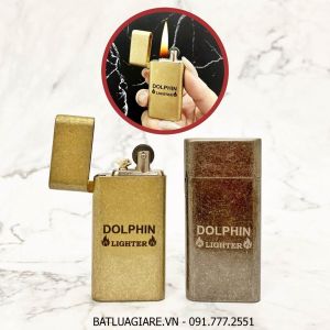 BẬT LỬA SLIM - DOLPHIN XĂNG ĐÁ CỔ 1 BÁNH XE VÀNG CỔ - (XÀI XĂNG)