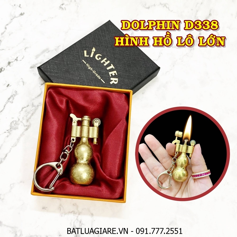 BẬT LỬA MÓC KHÓA DOLPHIN XĂNG ĐÁ CỔ HÌNH HỒ LÔ LỚN D338 (KIM LOẠI) (CÓ HỘP) - (XÀI XĂNG)