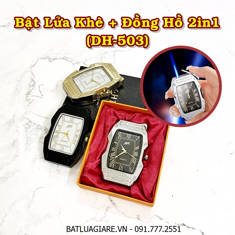BẬT LỬA KHÈ - ĐỒNG HỒ 2IN1 DH-503 (CÓ HỘP) - (XÀI GAS)