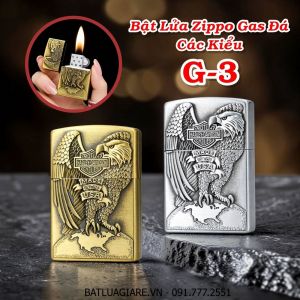 BẬT LỬA ZIPPO GAS ĐÁ CÁC KIỂU G-3 - (XÀI GAS)