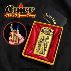BẬT LỬA KHÈ CHIEF CF020A BÚNG TAY ĐÁNH LỬA HÌNH QUAN CÔNG (CÓ HỘP) - (XÀI GAS)