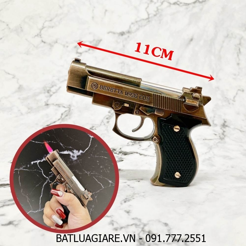 BẬT LỬA KHÈ HÌNH SÚNG M92 (SIZE: 11CM) - (XÀI GAS)